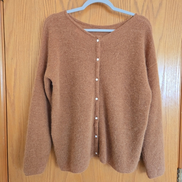 Sezane Sweaters - Sezane Cozy Button-Front Cardigan in Warm Brown